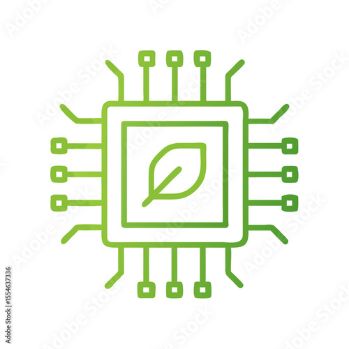 Green microchip with leaf symbolizing eco-friendly technology  
