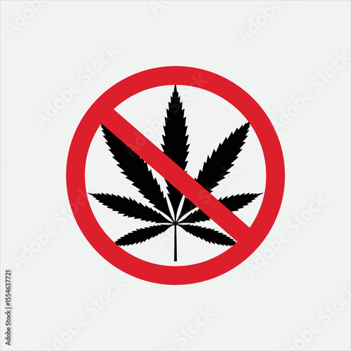 NO CANNABIS ICON VECTOR SIGN LOGO