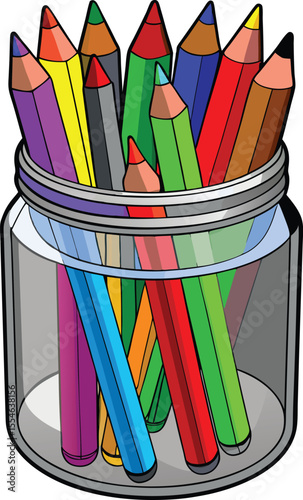 colored pencils on white background
