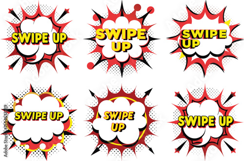 Six Unique Swipe Up Comic Book Style Callouts for Social Media