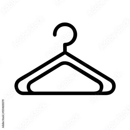 Simplistic black clothes hanger outline on white background  