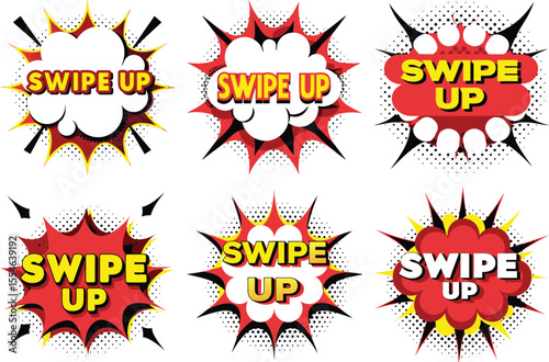 Six Unique Swipe Up Call to Action Comic Book Style Designs