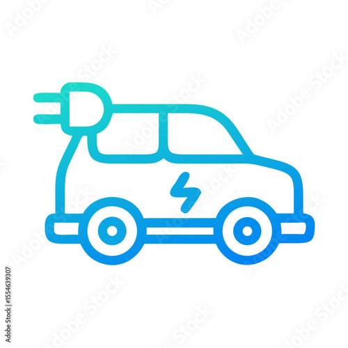 Electric car icon with charging plug in blue gradient design  
