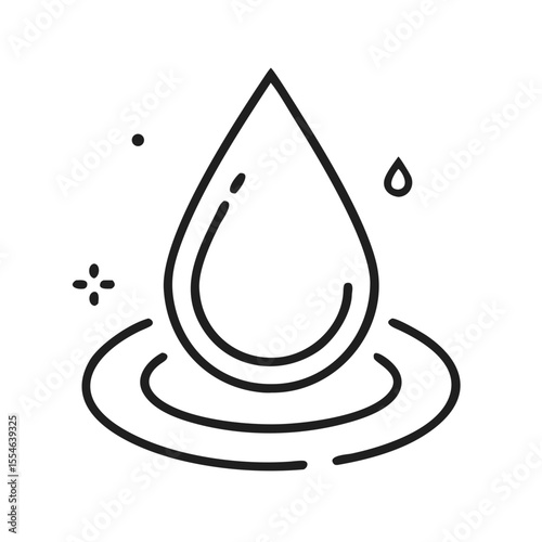 Water drop icon with ripple effect in minimalist style  