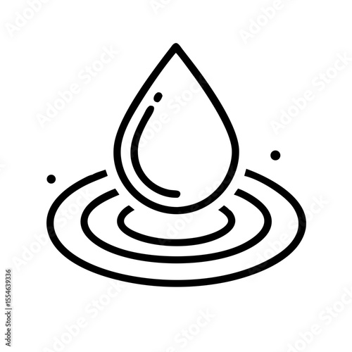 Water drop creating ripples in minimal line art style  