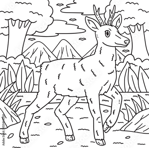 Forest Animal Roe Deer Coloring Page for Kids