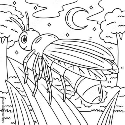 Forest Animal Firefly Coloring Page for Kids
