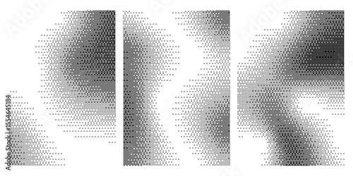 Trendy pixelated bitmap texture. Halftone gradient in Y2K style. Vector pixel template.