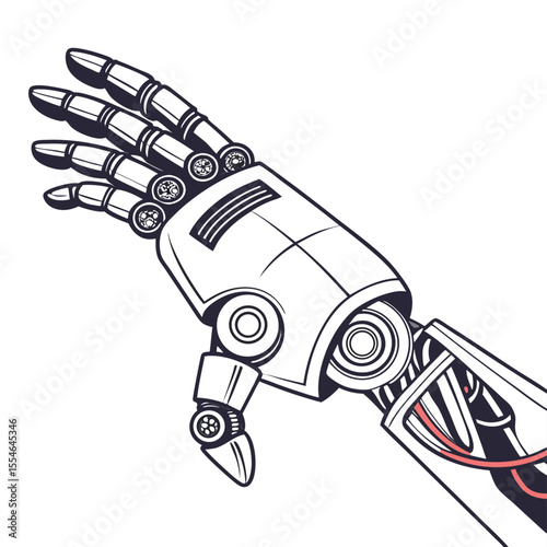 AI powered robot hand vector illustration on a white background, representing advanced robotics.