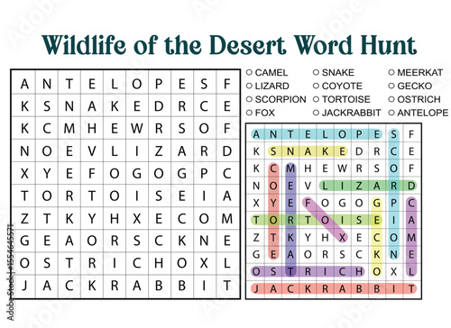 Wildlife of the Desert Word Search Puzzle Educational Game Activity