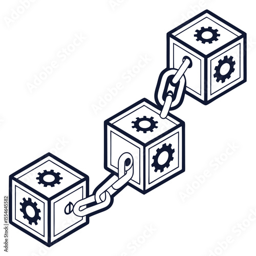 Vector blockchain technology icon on a white background, symbolizing decentralized digital systems.