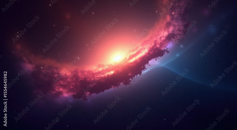 Fototapeta premium Vibrant cosmic nebula with bright stars and deep space, creates a sense of wonder and exploration.