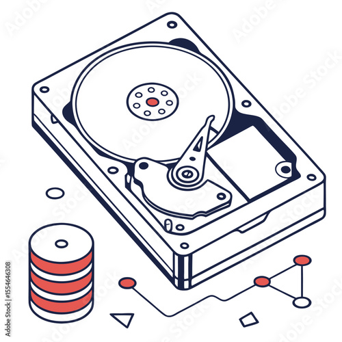 Vector database management icon isolated on a white background, for organizing digital information.