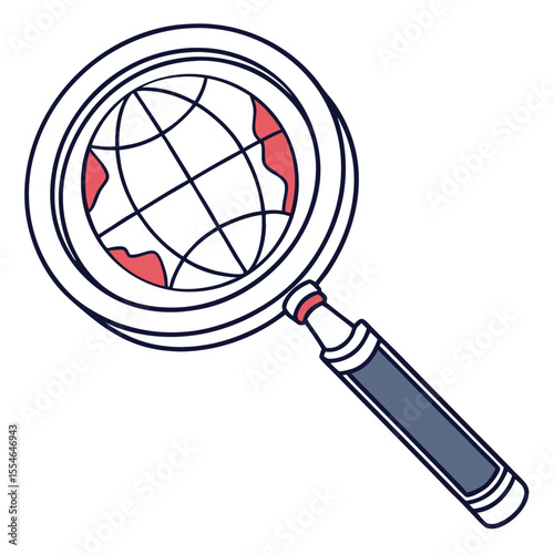 Vector illustration of an internet search magnifying glass on a white background, for online queries.