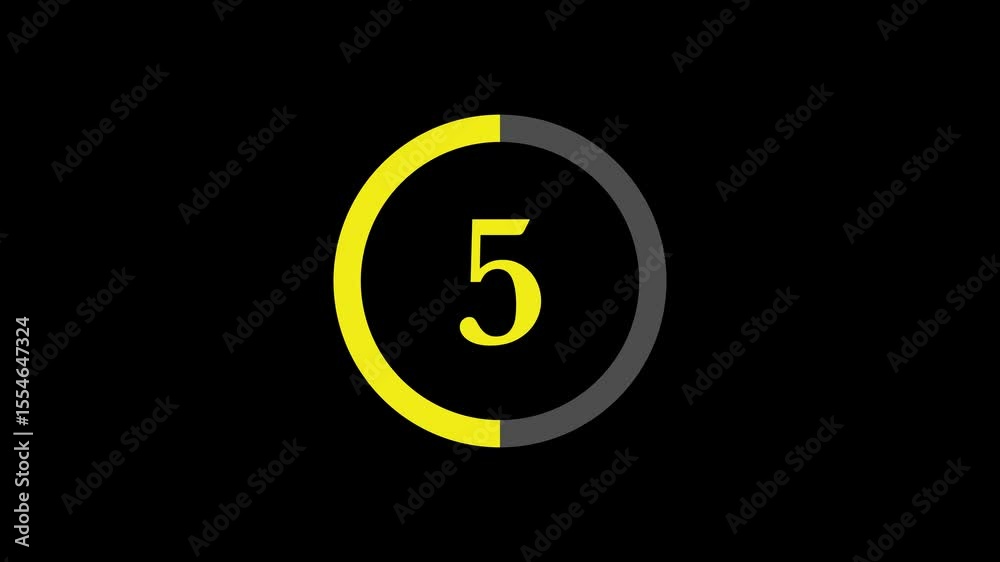 10 second retro and classical countdown timer with a muted yellow circular animation on a black background. 4K motion graphics.