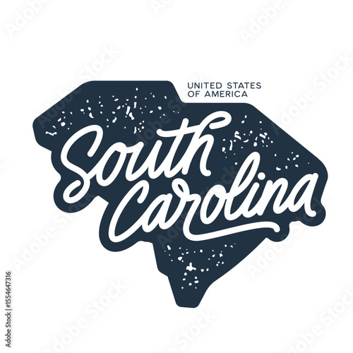 South Carolina. Hand drawn USA state name silhouette on white background. Modern typography for t shirt prints, posters, stickers, cards, souvenirs. Vector vintage illustration.