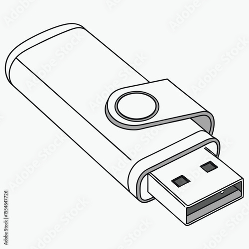 Minimal vector illustration of a USB flash drive on a white background, for portable data storage.