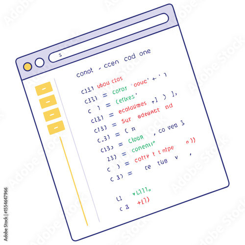 Vector icon of programming code lines on a white background, symbolizing software development.