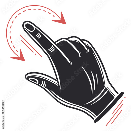 Vector touchscreen hand gesture icon on a white background, symbolizing interactive digital interfaces.