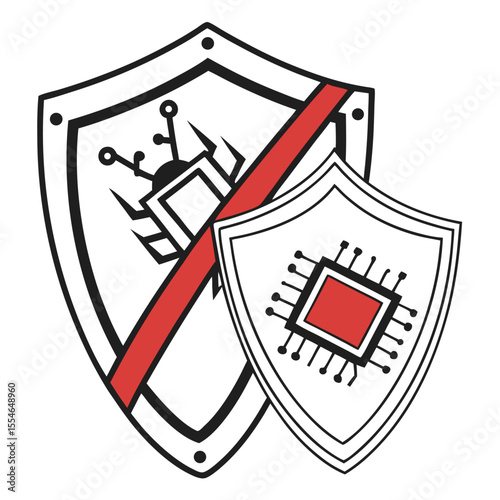Vector cyber attack warning icon on a white background, alerting to digital security threats.