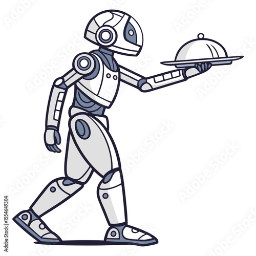 Vector illustration of a robot assistant isolated on a white background, representing AI and futuristic technology.