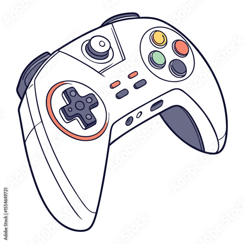 Vector illustration of a virtual reality gaming controller on a white background, for immersive gameplay.