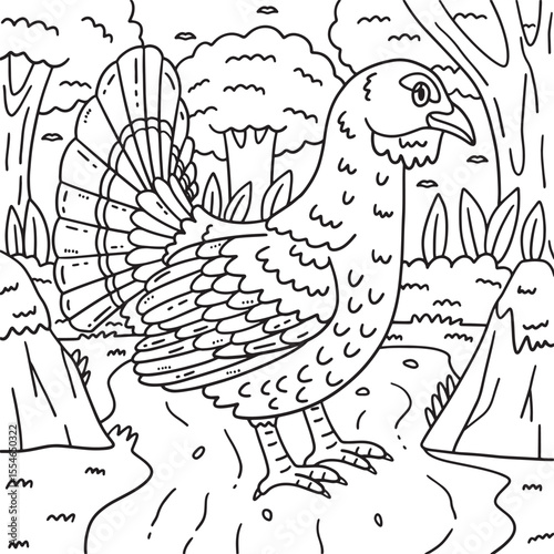 Forest Animal Capercaillie Coloring Page for Kids 