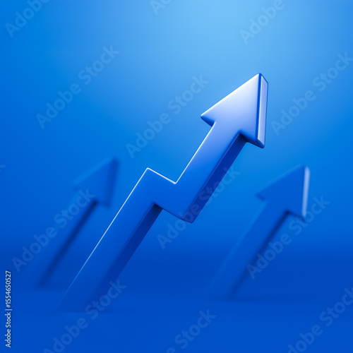 3D Blue Growth Arrows Symbolizing Financial Success