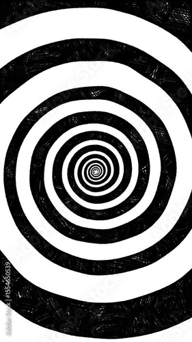 Abstract Spiral Tunnel Animation. Hand Drawn Style. Loop Ready Stop Motion Low Frame Rate Effect. Vertical Aspect.