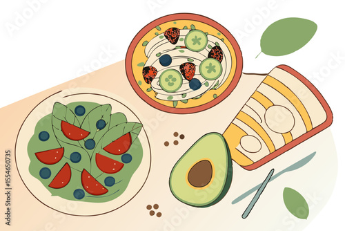 Colorful Vegan Dishes - Transparent PNG for Merch