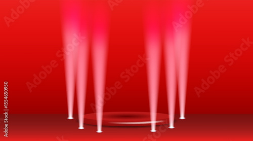 Entertaiment scene background. Scene in the rays of spotlights