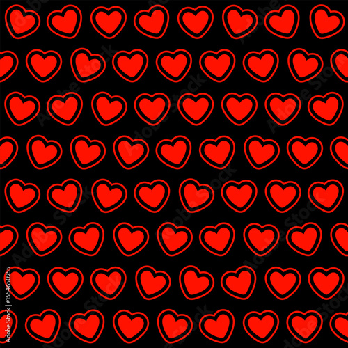 Seamless pattern with red hearts
