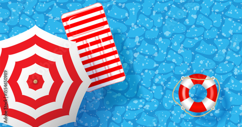 Summer vacation poster with 3d objects