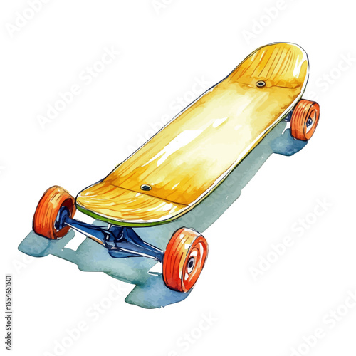 Kickboard, watercolor vector, isolated on a white background.