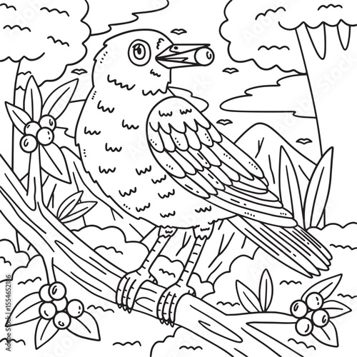 Forest Animal Blackbird Coloring Page for Kids 