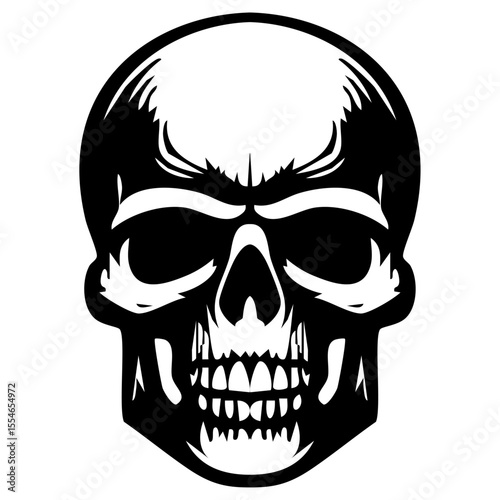 A skull featuring a striking black and white face design, emphasizing its intricate details and artistic expression.