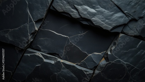 Textured Slate Stone Surface with Natural Cracks and Patterns