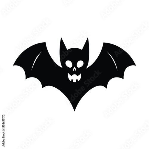Bat with skull vector silhouette art illustration