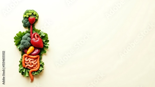 Healthy eating concept human body made of fruits and vegetables diet