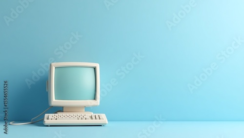 Retro computer vintage pc desktop technology old school tech background