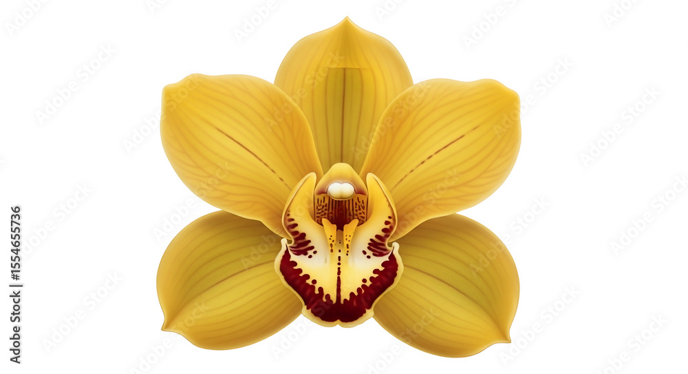 Obraz premium Detailed vector illustration of a vibrant yellow orchid flower isolated on a white background