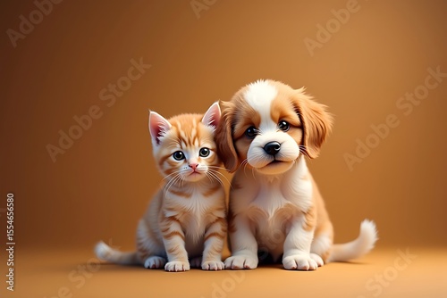 Cute kitten and puppy best friends adorable pets animal friendship image