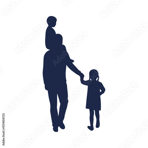Family walk in the park during late afternoon with children enjoying time together