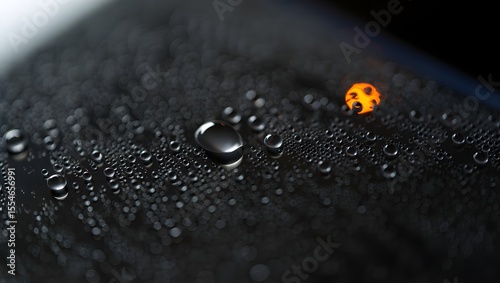 Water Droplets Forming Trails on a Dark Vertical Window