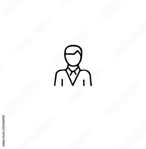 A simple line drawing of a person wearing a collared shirt