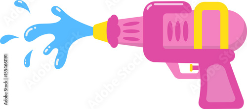 Pink Kids Water Gun Illustration