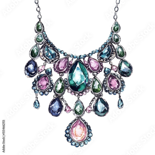 Jewelry, watercolor vector, isolated on a white background.