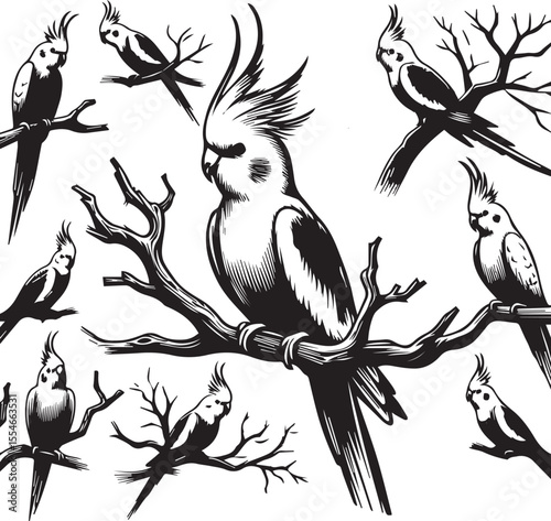 Cockatiel Parrot Vector 