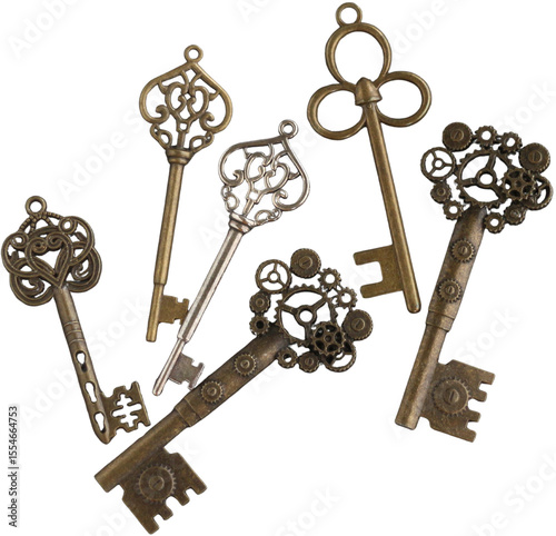 Fotografie set of vintage and rusty old keys