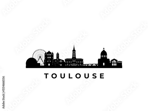 Vector Toulouse skyline. Travel Toulouse famous landmarks. Business and tourism concept for presentation, banner, web site.